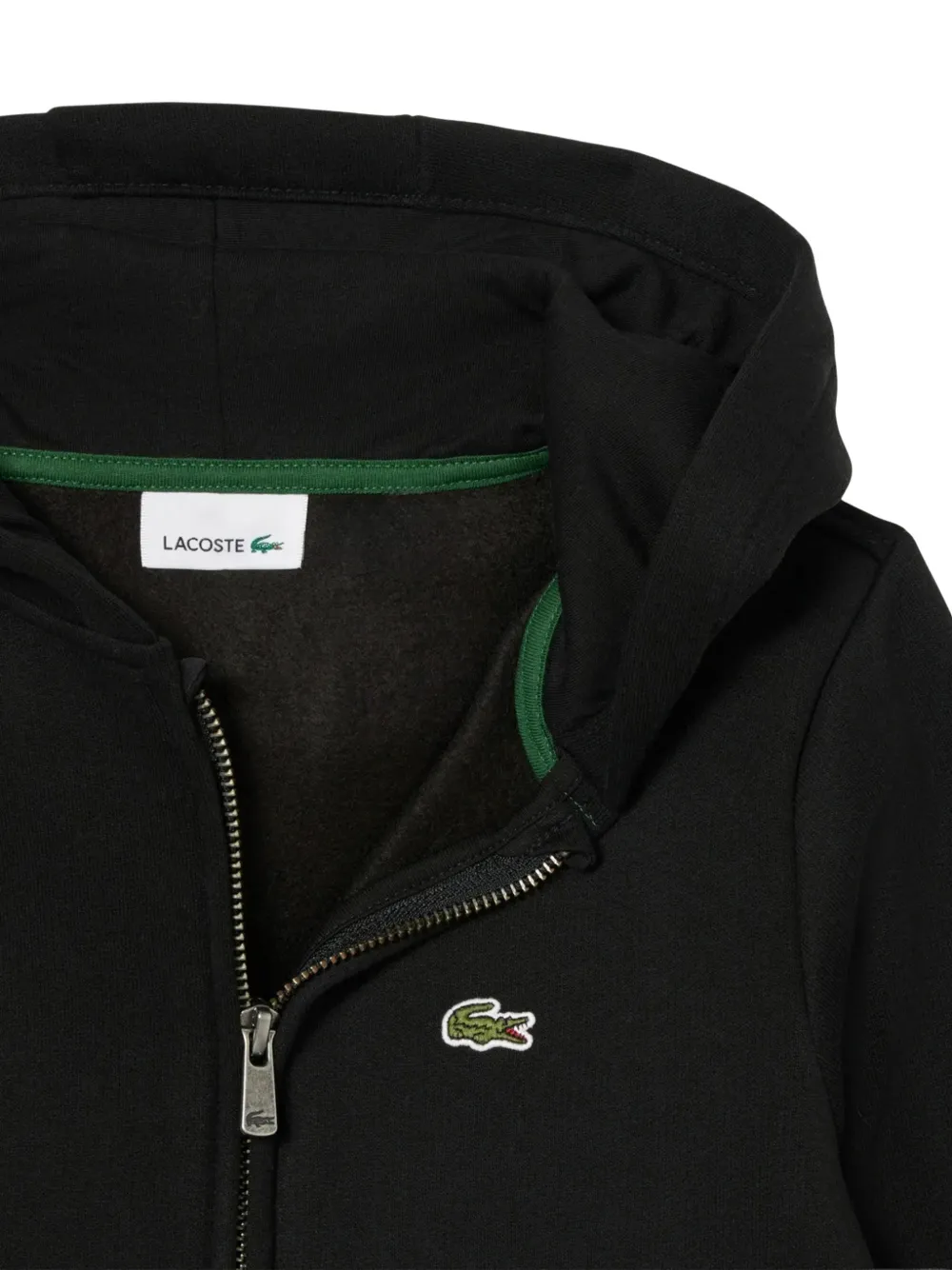 Lacoste Kids Katoenen hoodie met logodetail en rits Zwart