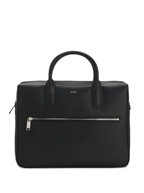 BOSS leather zip laptop bag