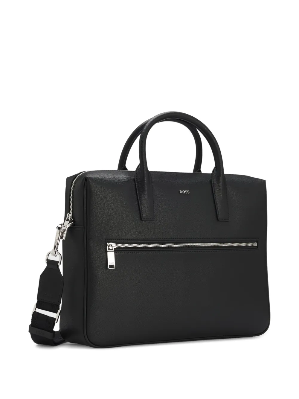  Boss Leather Zip Laptop Bag - Black 