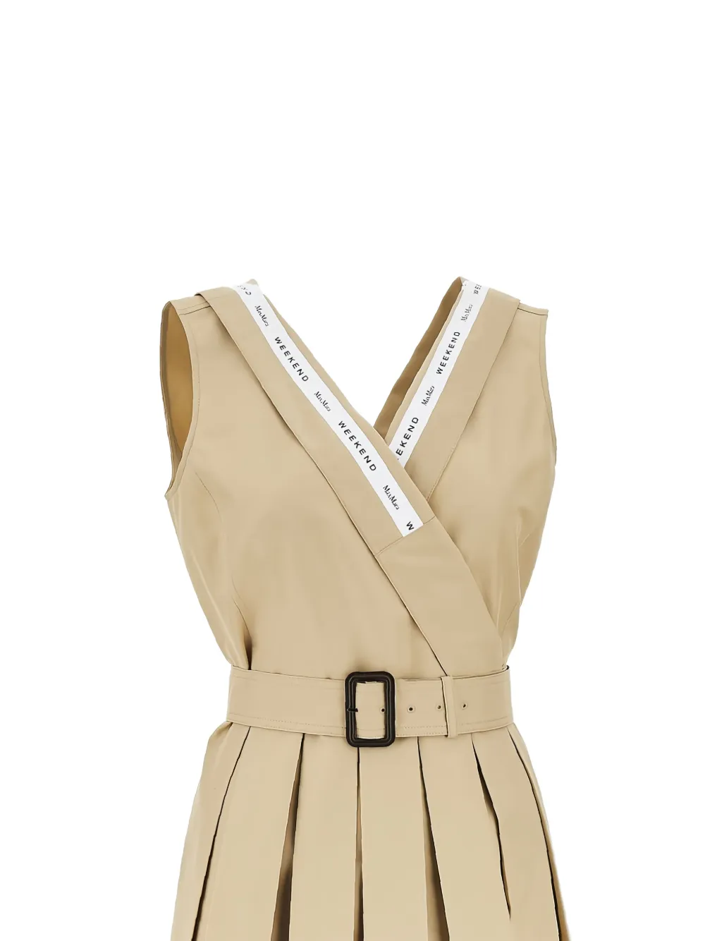  Weekend Max Mara Belted Pleated Midi Dress - Neutrals 