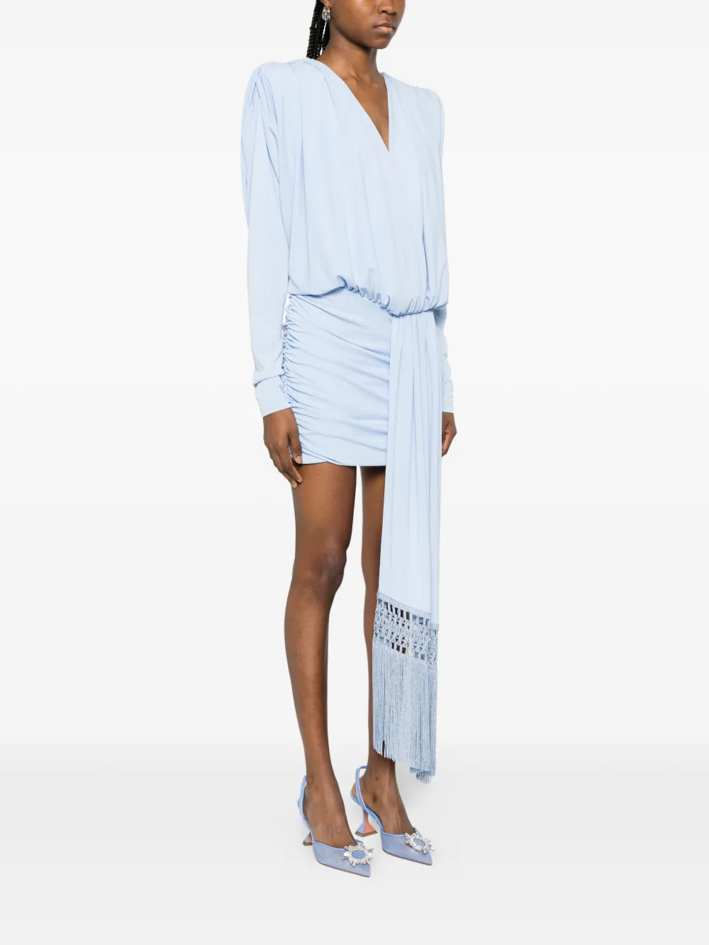 THE ANDAMANE Dalia mini-jurk met franje Blauw