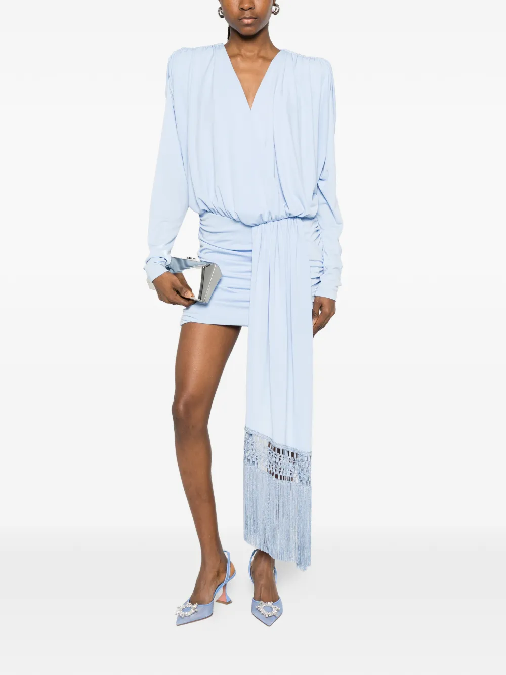 THE ANDAMANE Dalia mini-jurk met franje Blauw