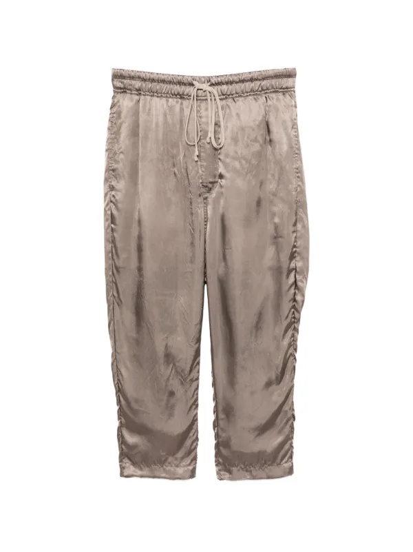 Rick Owens Drawstring Astaires Cropped Pants Cupro Satin in Grey