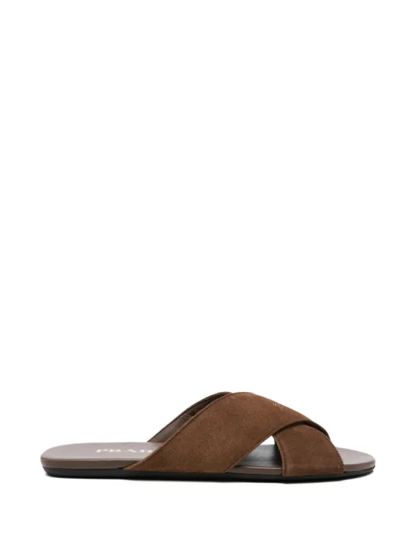 Prada Suede Slides in Brown