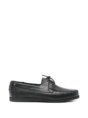 Auralee lace-up Leather Boat Shoes | Black | FARFETCH CA