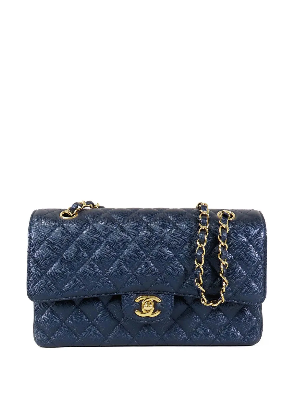 CHANEL Pre-Owned Borsa a spalla Classic Double Flap media in pelle Caviar 2020 - Blu