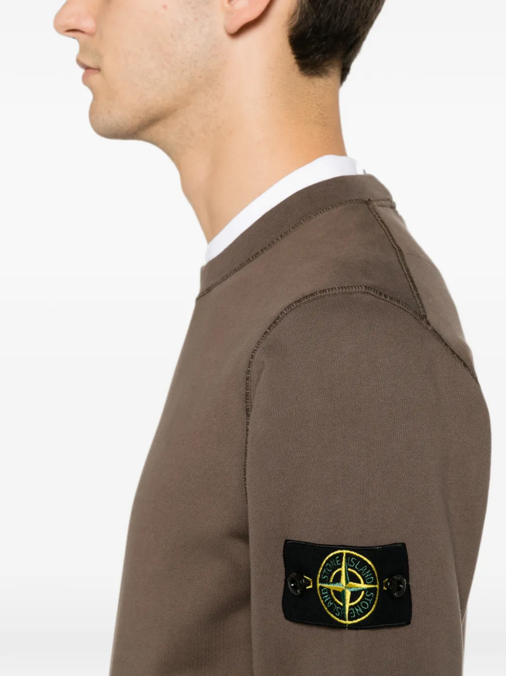 Stone Island Sweater met logopatch Bruin