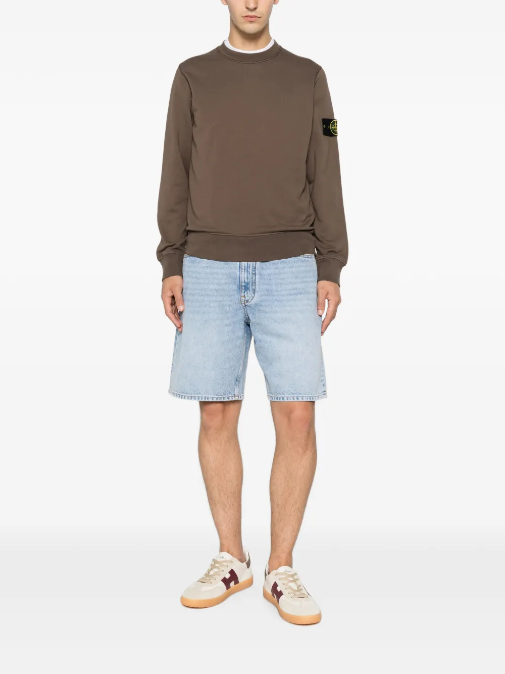 Stone Island Sweater met logopatch Bruin
