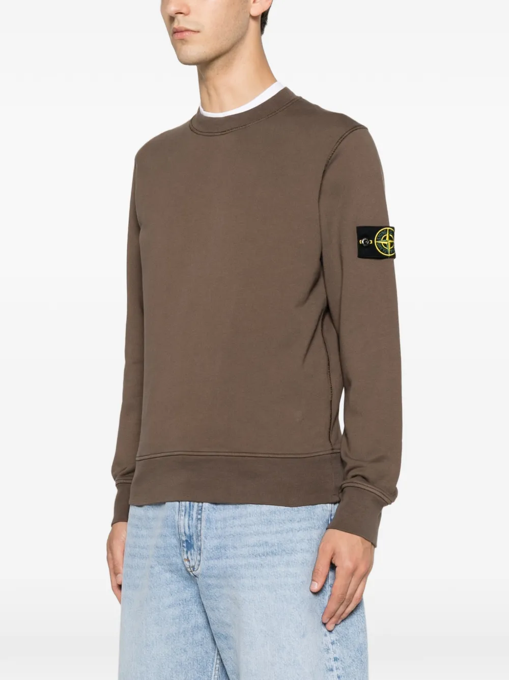 Stone Island Sweater met logopatch Bruin