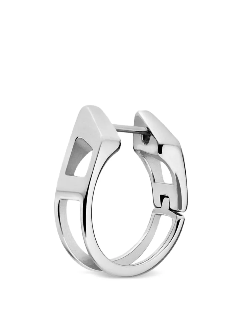 Diesel Orecchino a cerchio con logo - Argento