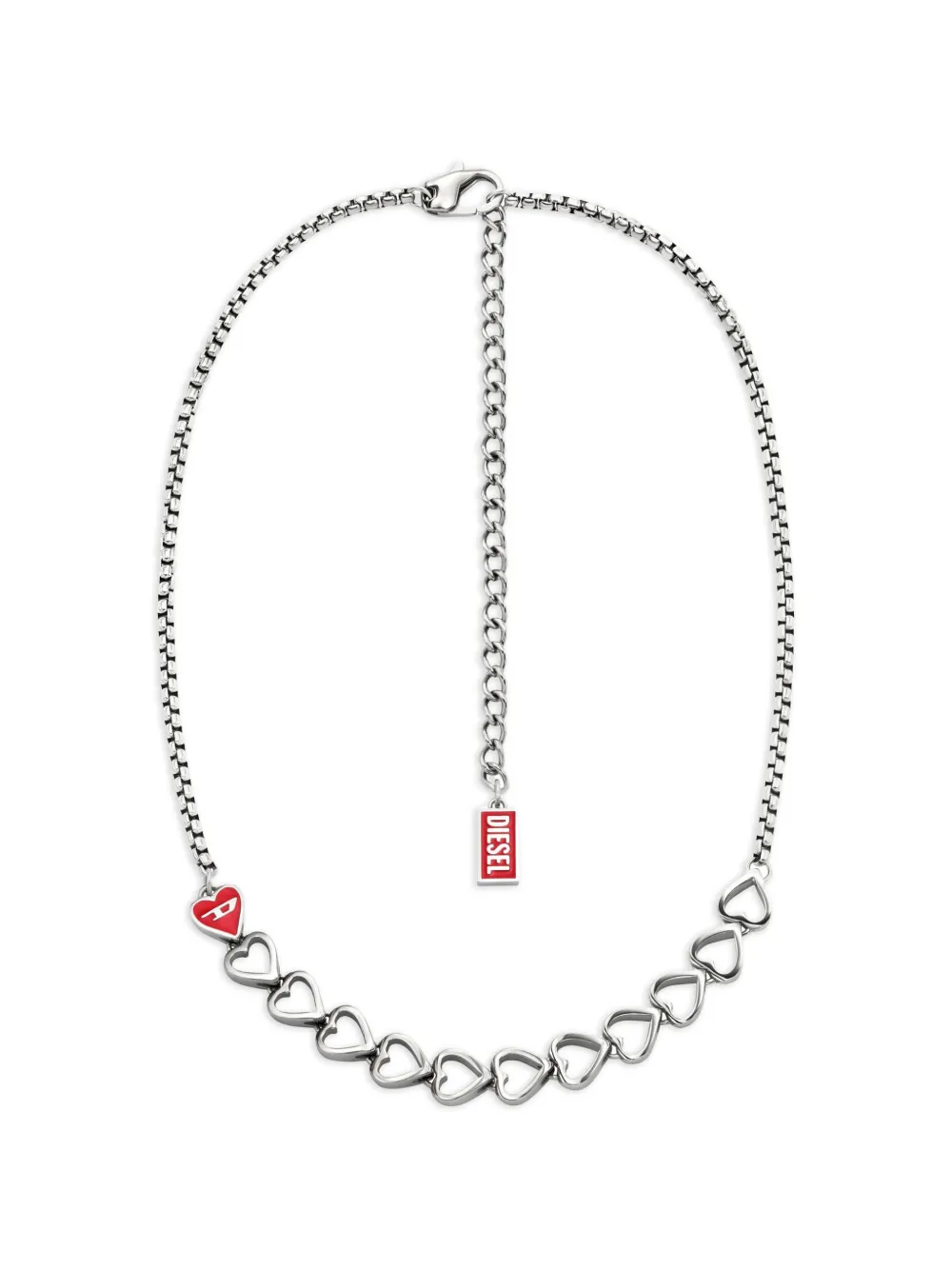 Diesel Collana a catena con pendente a cuore - Argento