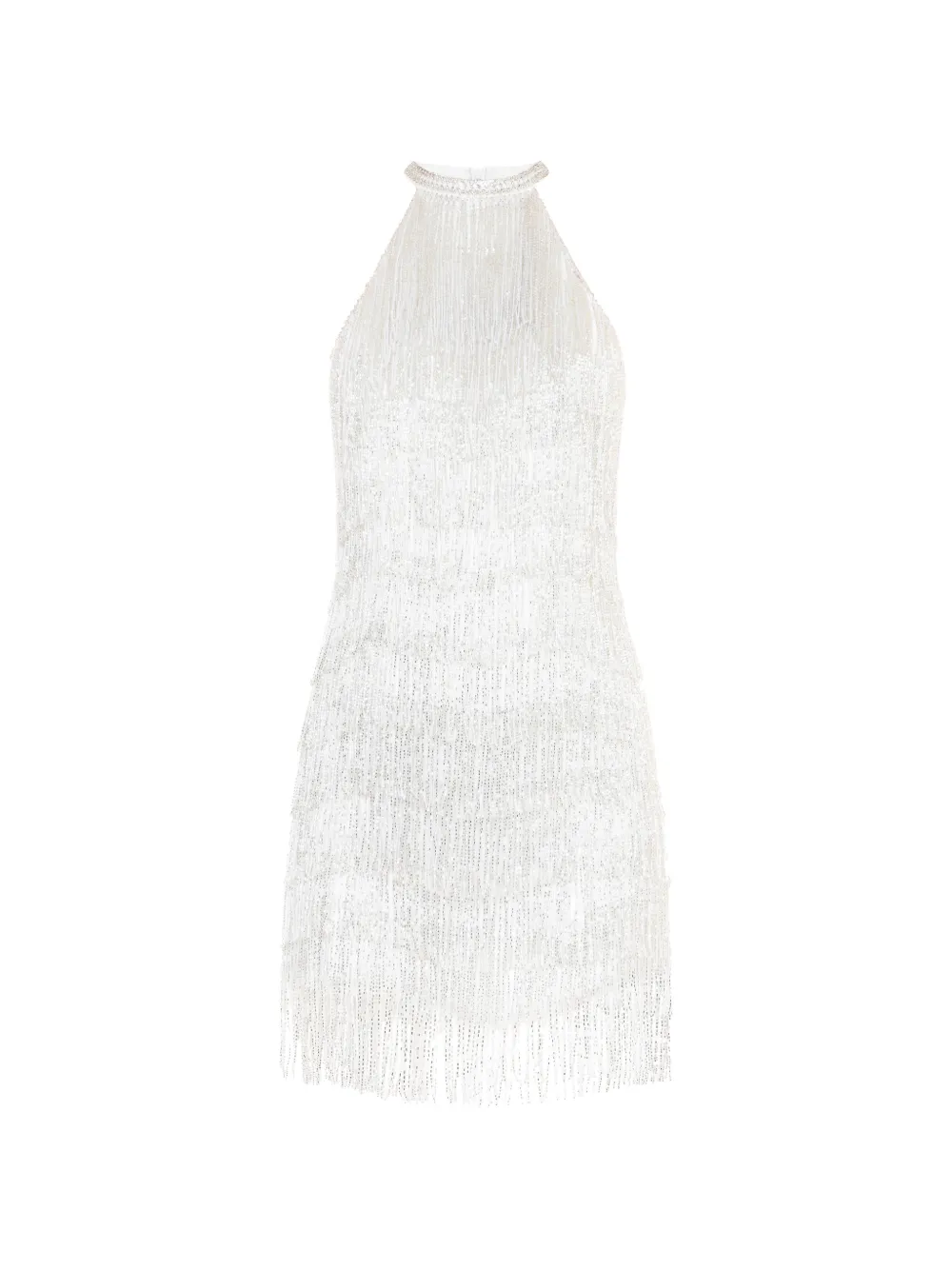 MATTERS STORE Elsa fringed-hem halter-neck mini dress - Bianco