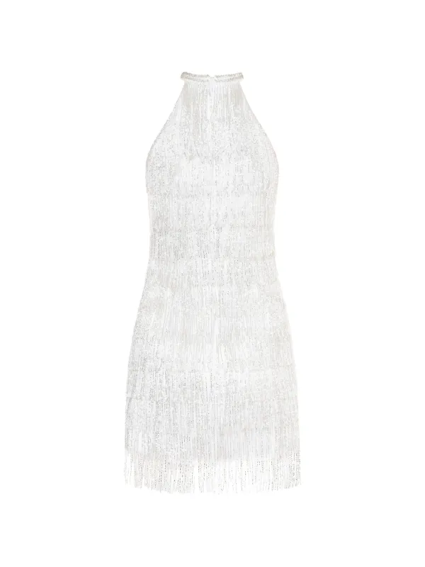 MATTERS STORE Elsa fringed-hem halter-neck Mini Dress | White | FARFETCH ID MATTERS STORE Elsa fringed-hem halter-neck Mini Dress | White | FARFETCH ID