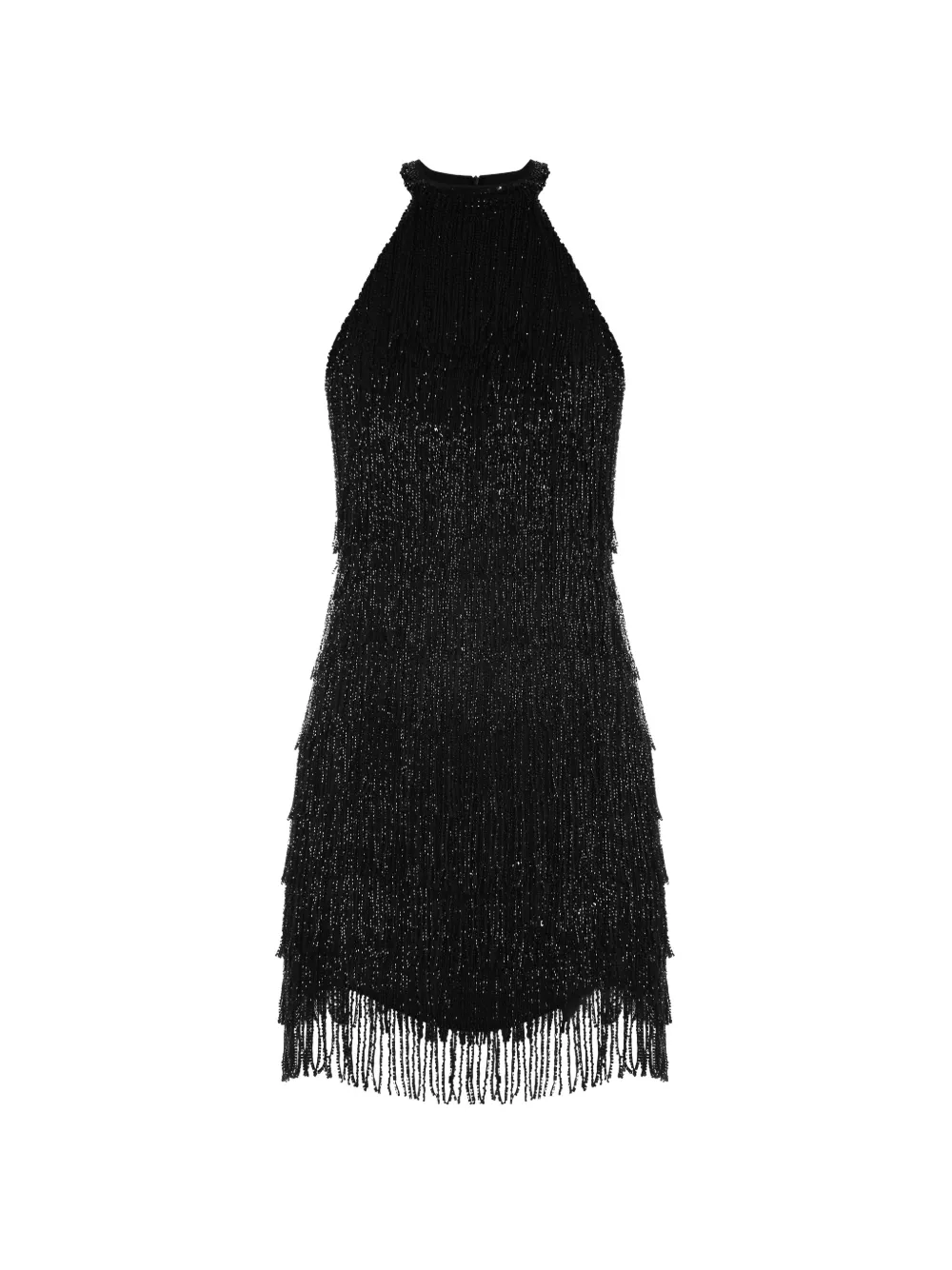 MATTERS STORE Elsa fringed-hem halter-neck mini dress - Nero