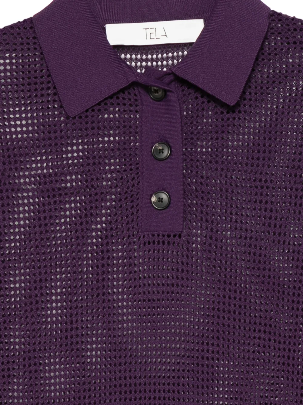 Open-Knit Polo Top