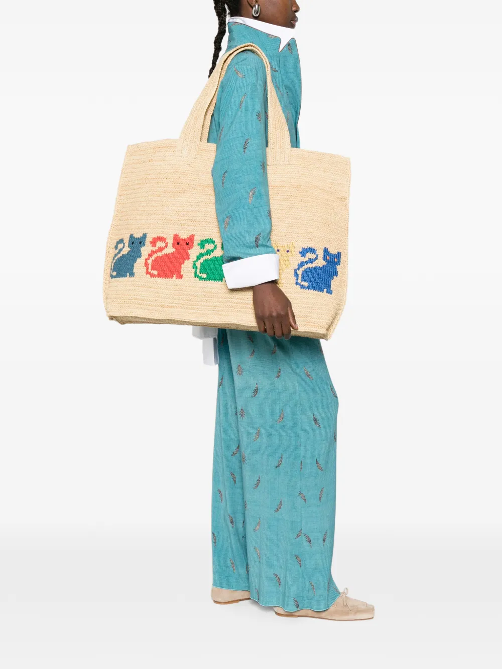  Valentino Garavani Vlogo Signature Cat-print Tote Bag - Neutrals 