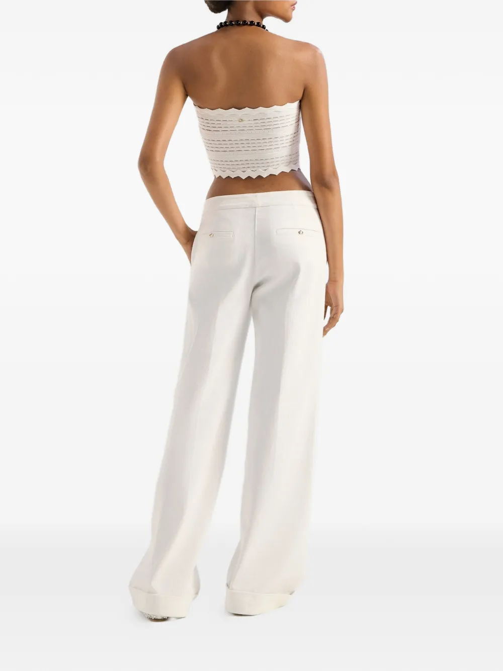  Genny Scalloped Knitted Bandeau Top - White 