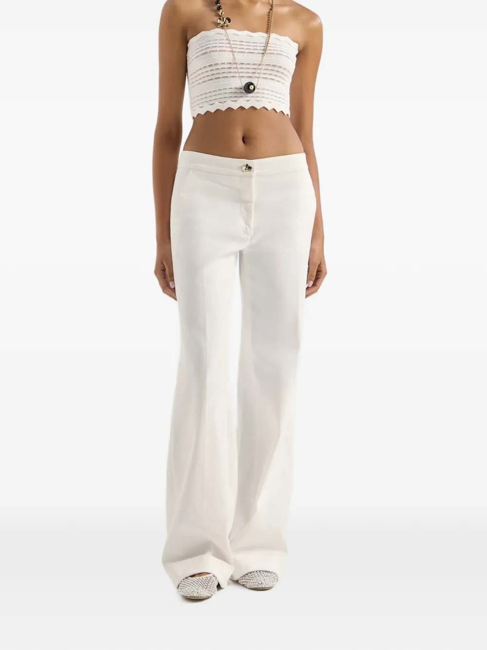  Genny Scalloped Knitted Bandeau Top - White 