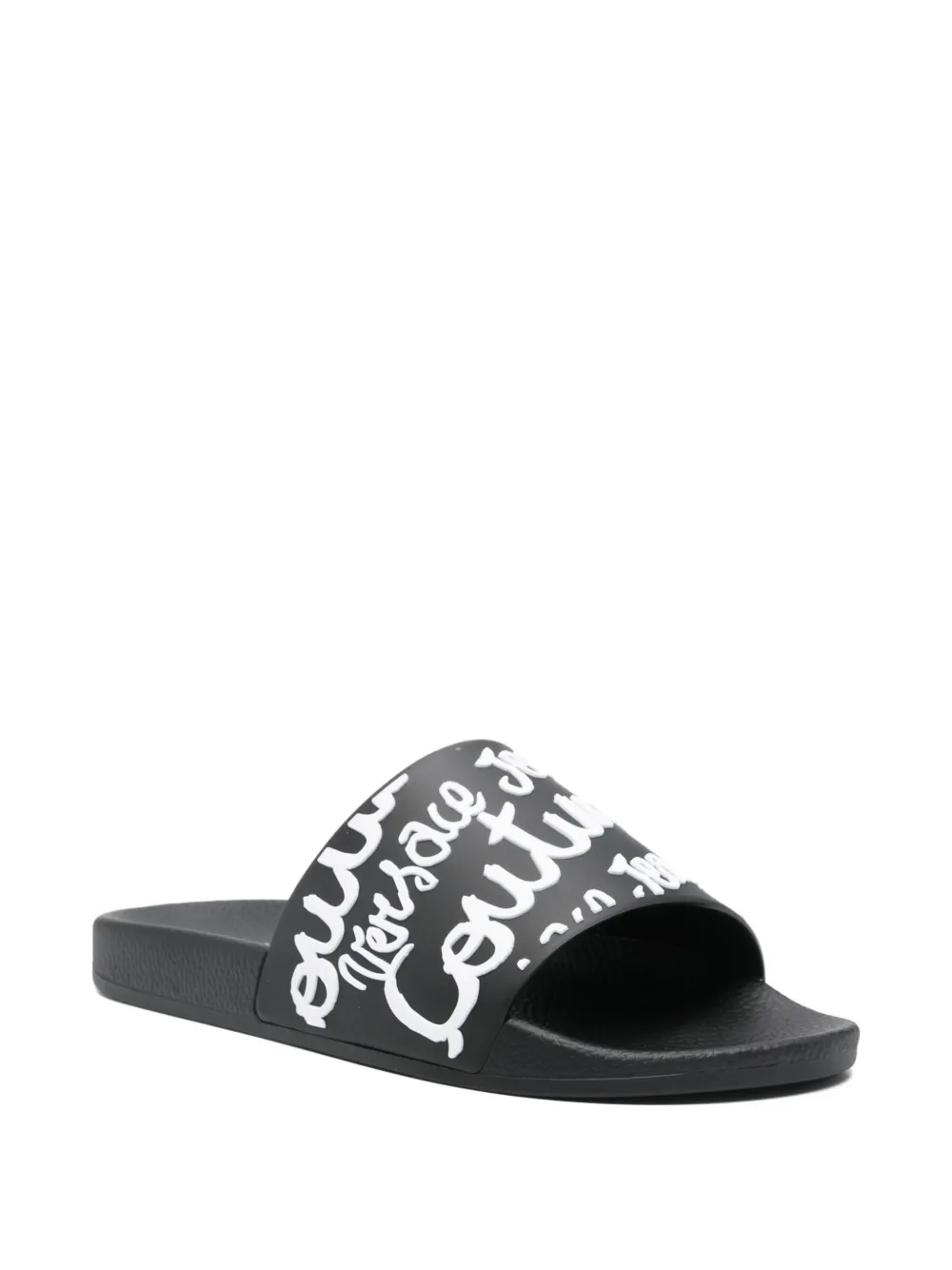 Versace Jeans Couture printed slides Zwart