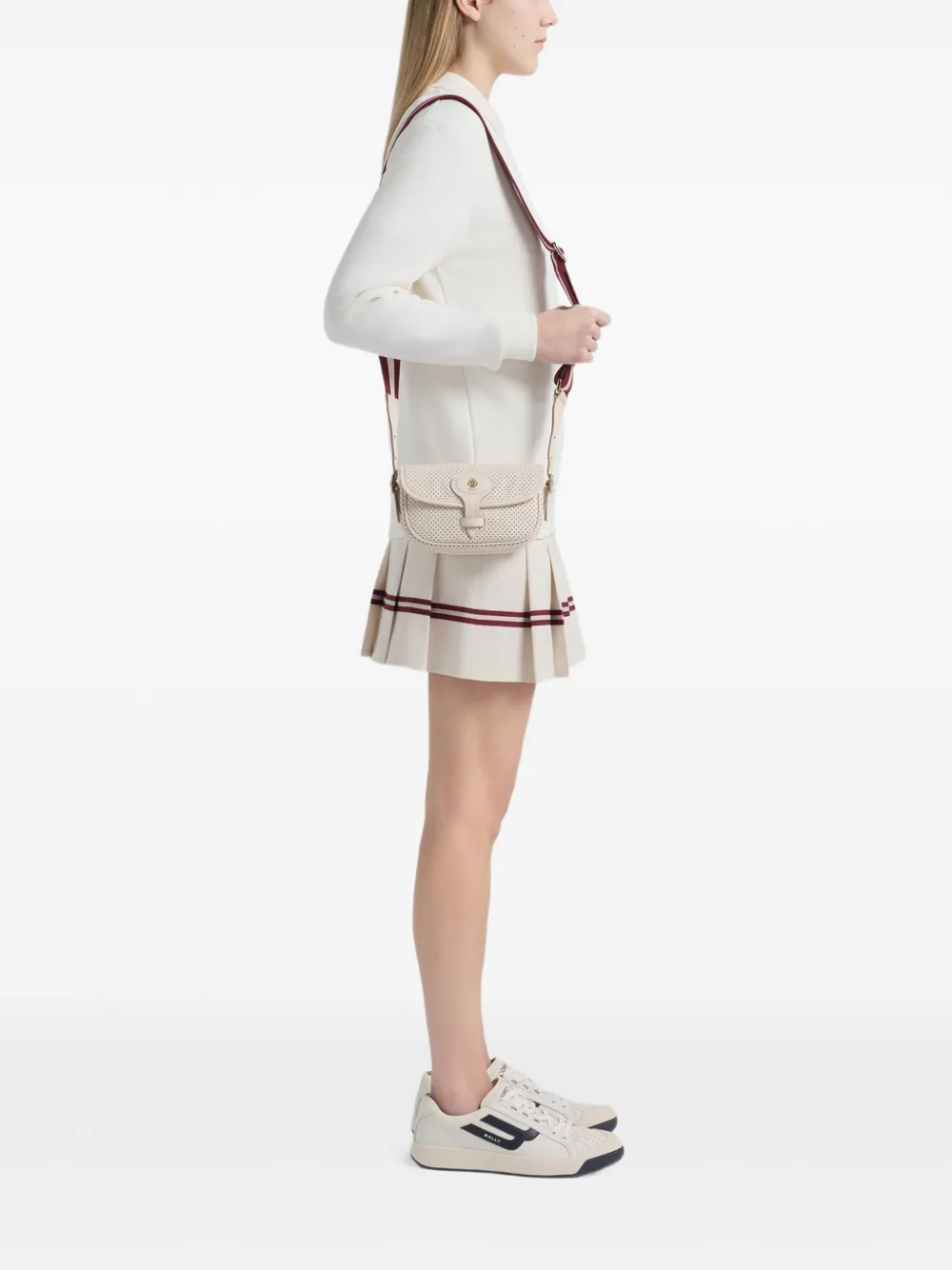  Bally Beckett Perforated Leather Cross Body Bag - Neutrals 