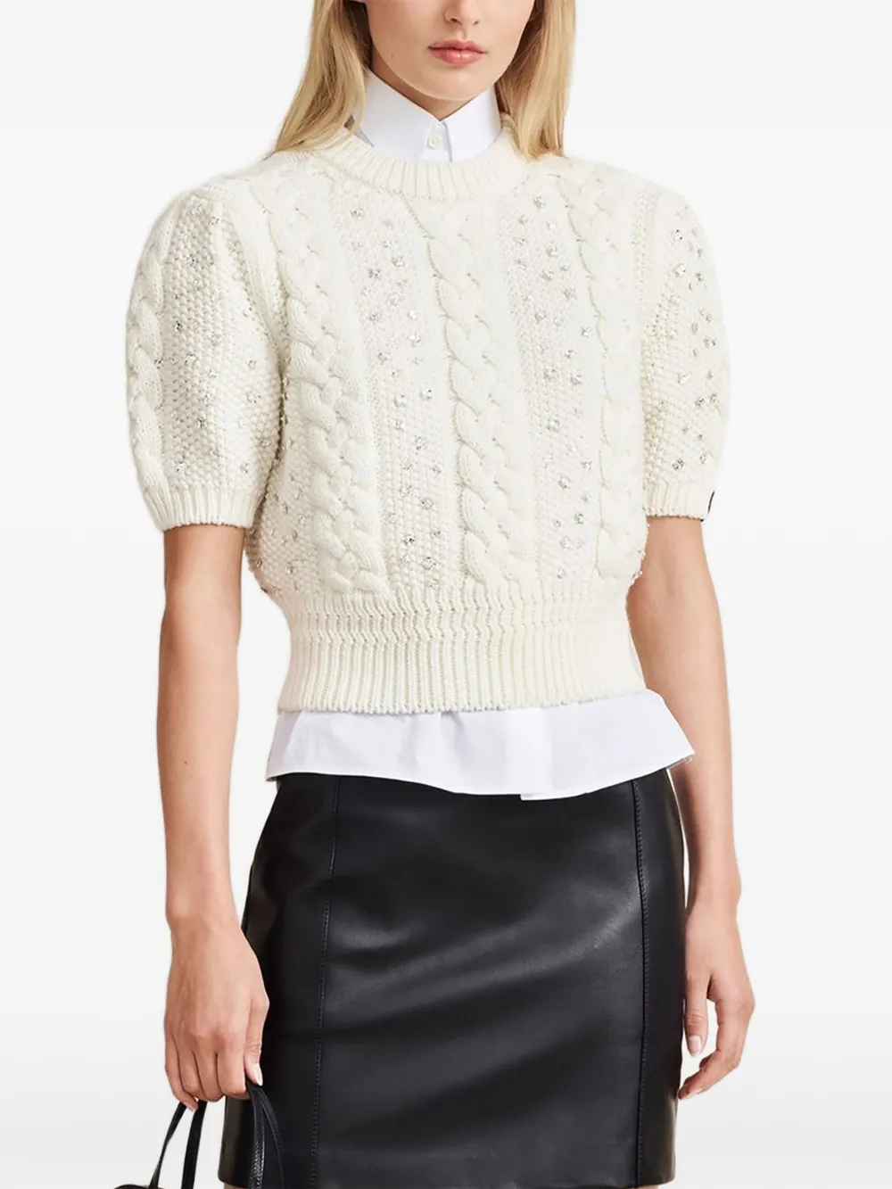 Bally cable-knit rhinestone sweater - Bianco