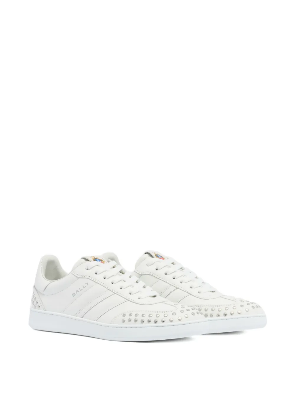 Bally Retro Crest studded leather sneakers Wit