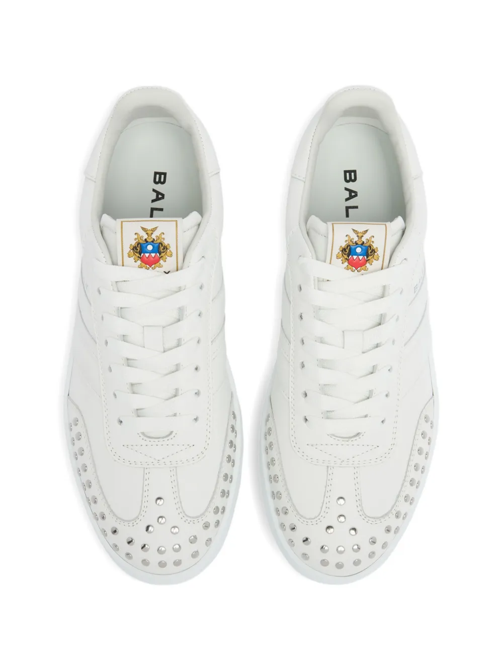 Bally Retro Crest studded leather sneakers Wit