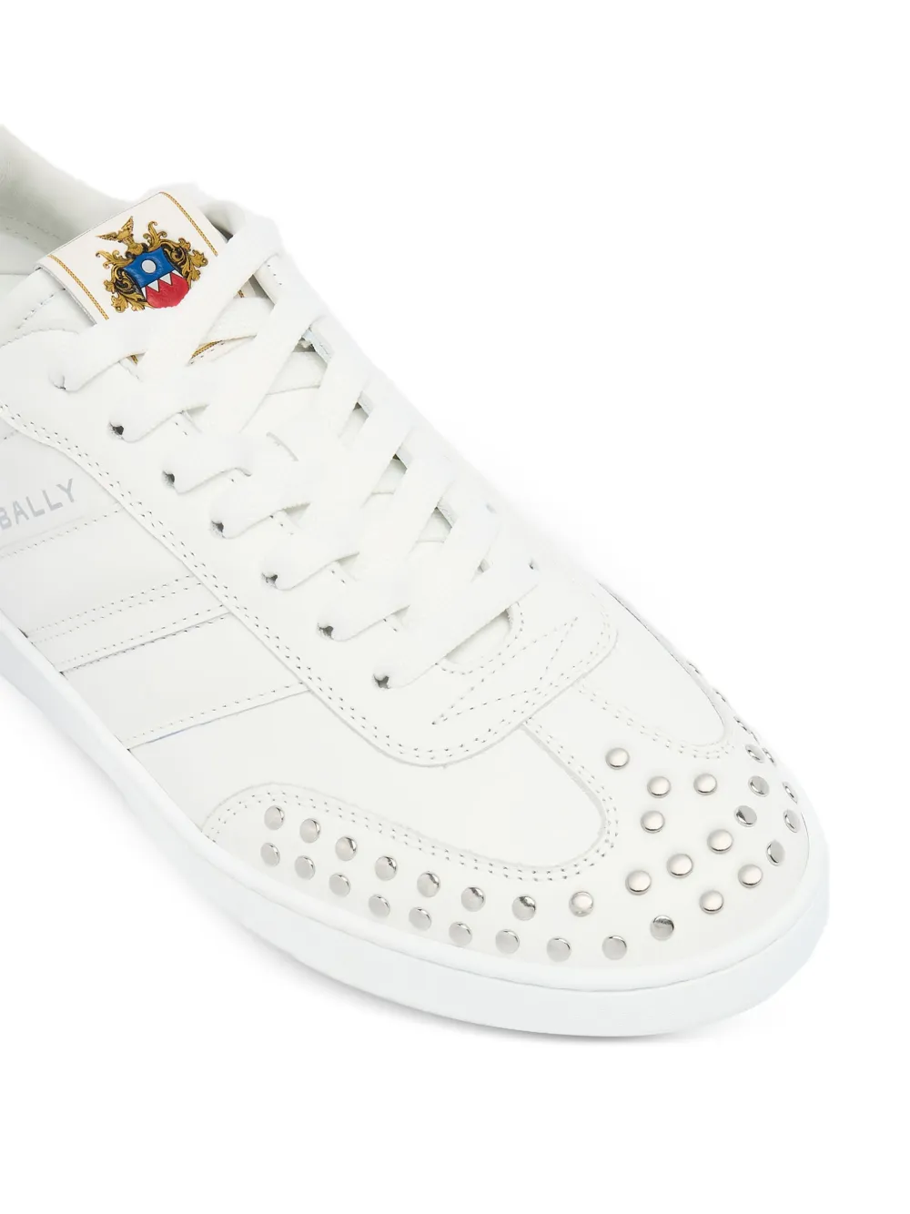Bally Retro Crest studded leather sneakers Wit