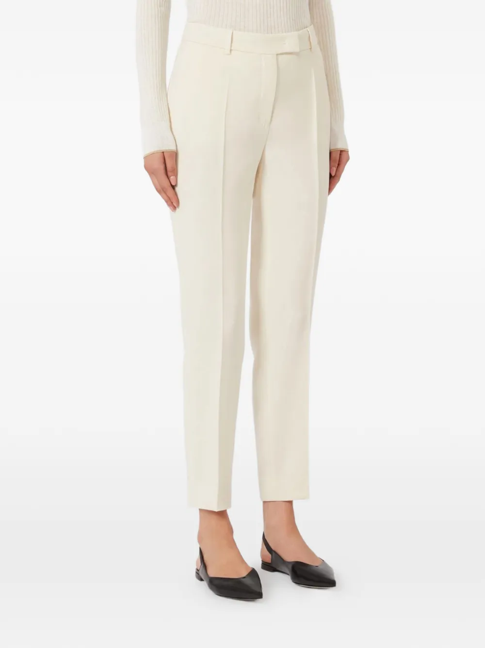 Max Mara Pantalon met riemlussen Beige