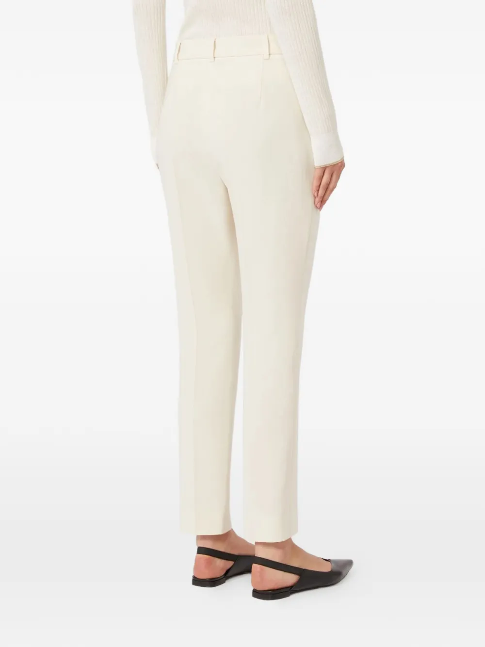Max Mara Pantalon met riemlussen Beige
