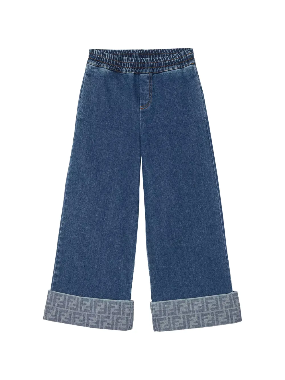 Fendi Kids FF-print wide-leg jeans - Blu