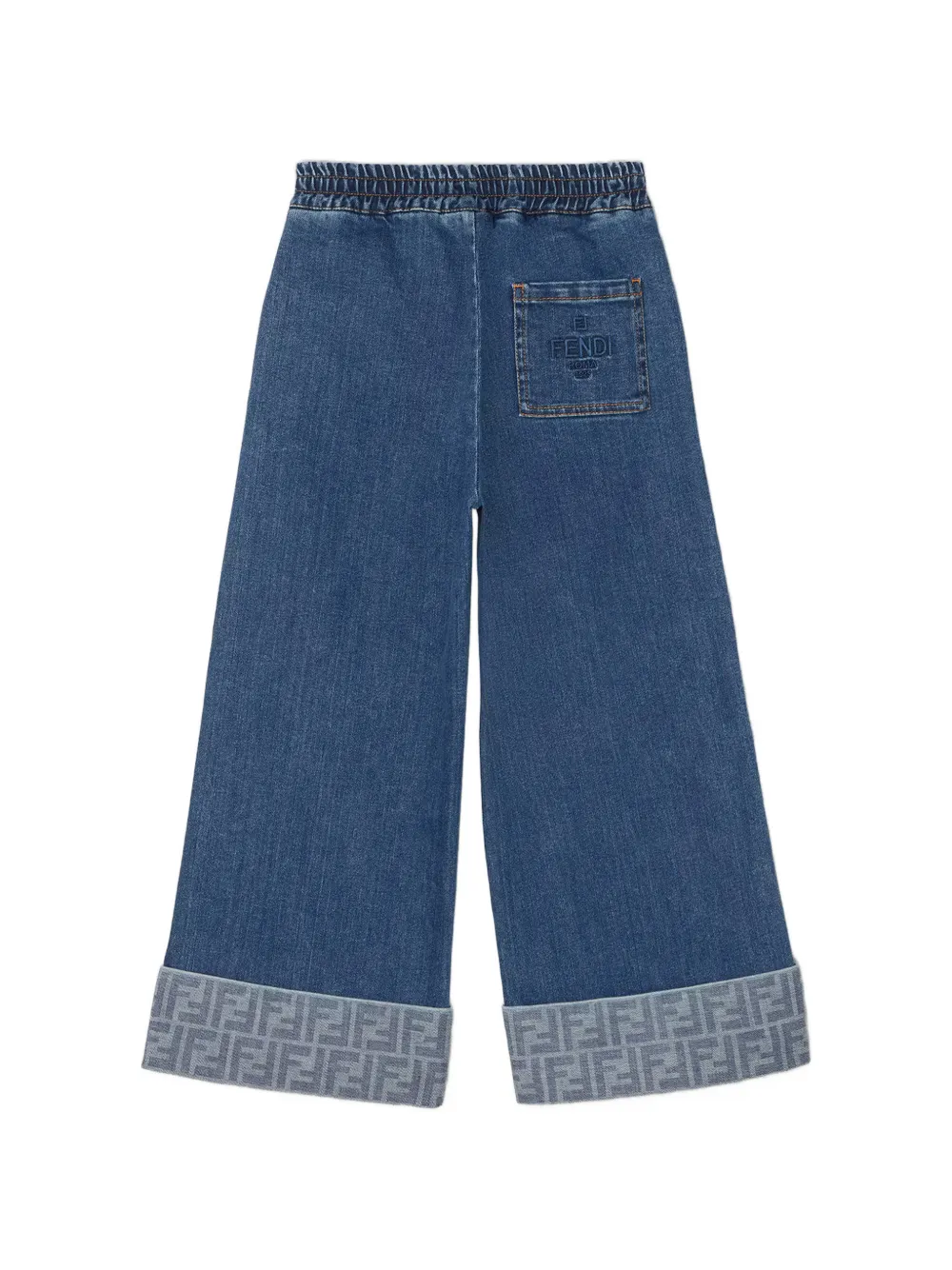 Fendi Kids Jeans met wijde pijpen en FF-print Blauw