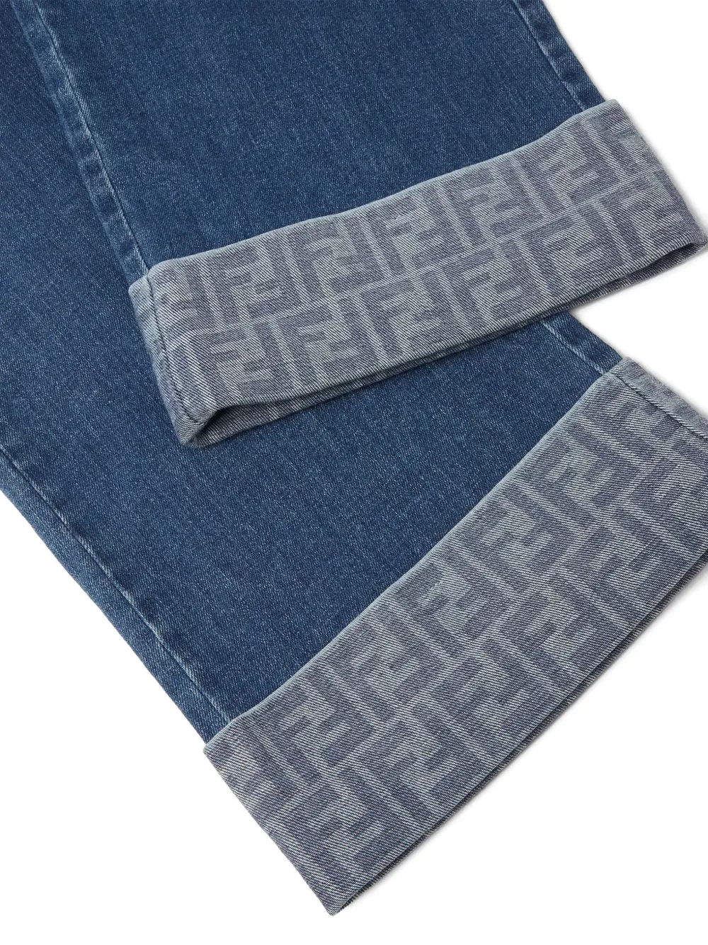 Fendi Kids Jeans met wijde pijpen en FF-print Blauw