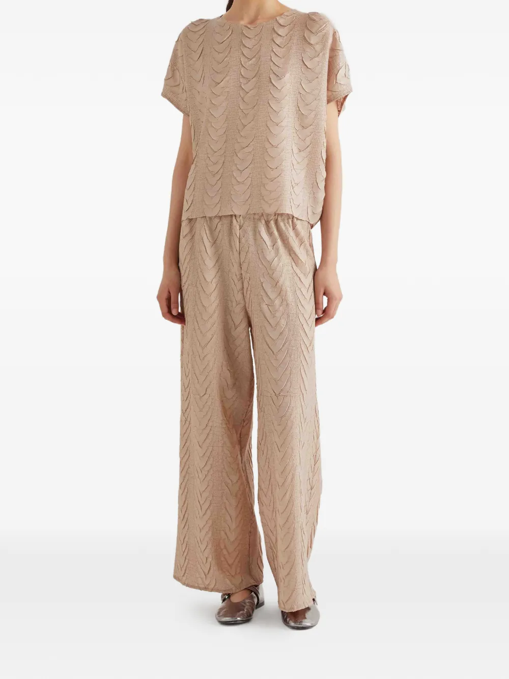  Meimeij Elasticed-waist Pattern Trousers - Neutrals 