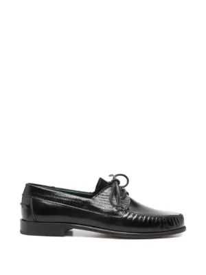 靴 Auralee leather lace-up shoes Auralee lace-up Leather Boat Shoes | Black | FARFETCH ZA