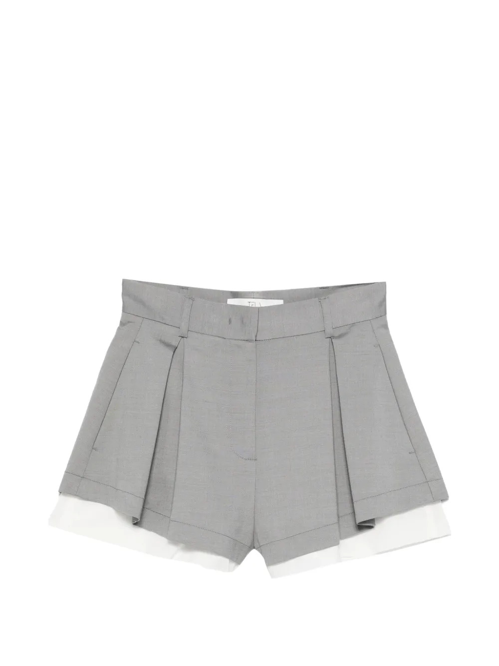 Tela pleated layered shorts - Grigio