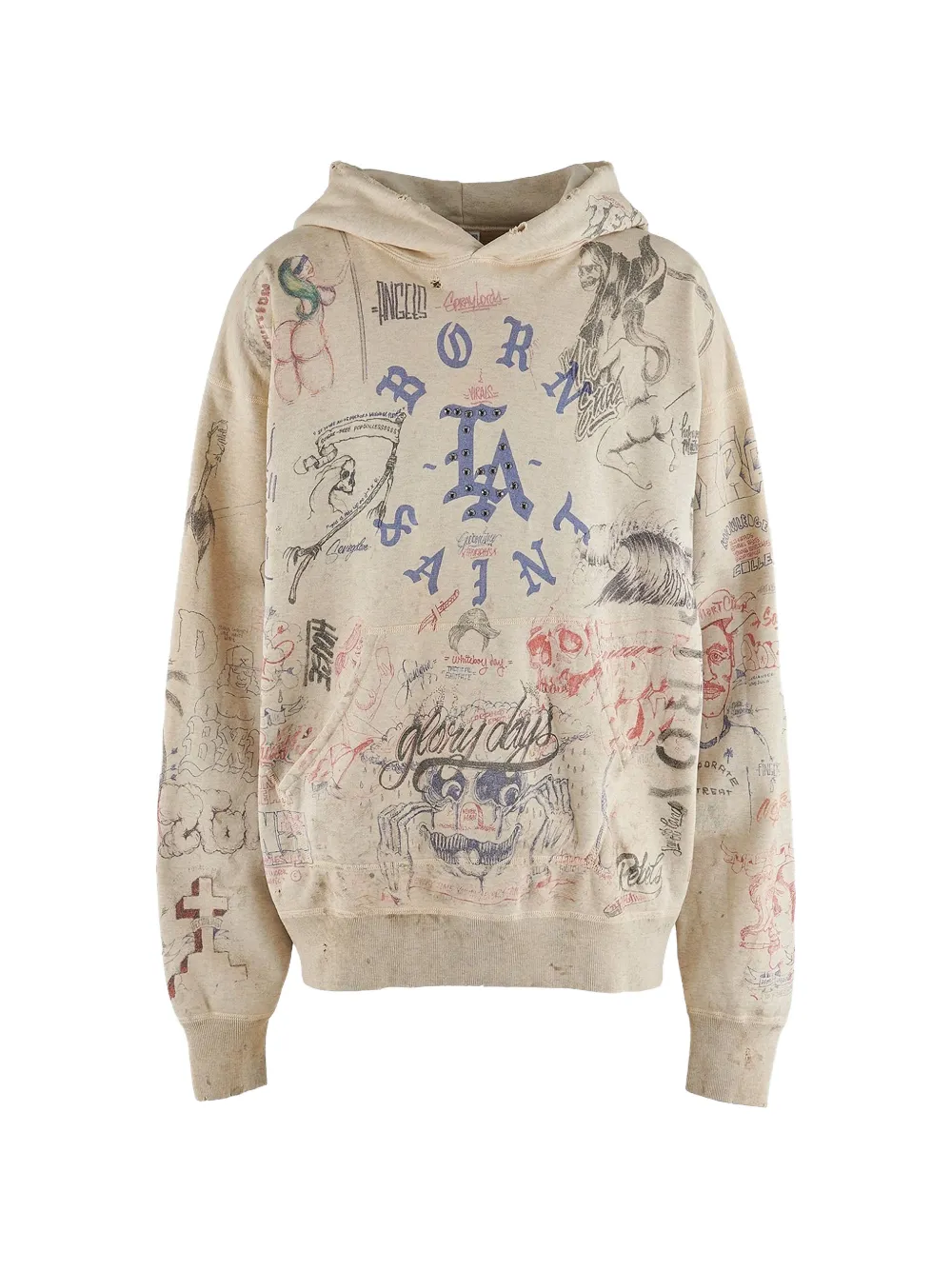 SAINT MXXXXXX graphic-print hoodie - Grigio