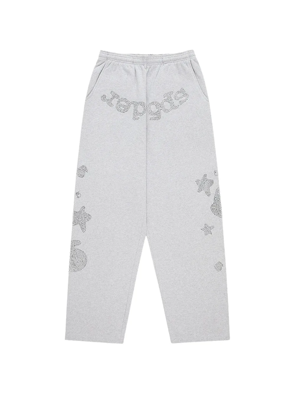 SP5DER rhinestone wide-leg track pants - Grigio
