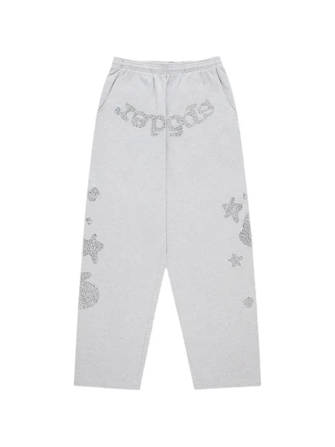 SP5DER بنطال رياضي بقصة واسعة ومزين بحجر الراين