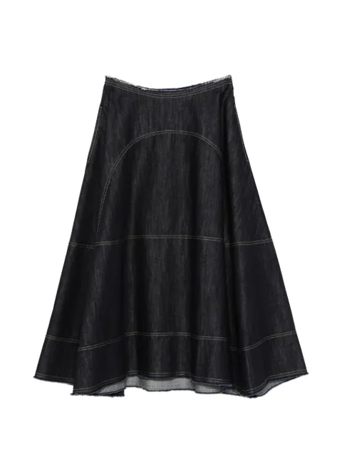Tela raw-edge panelled midi skirt