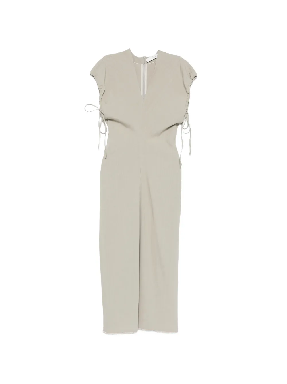 Tela D. Luna drawstring V-neck midi dress - Grigio