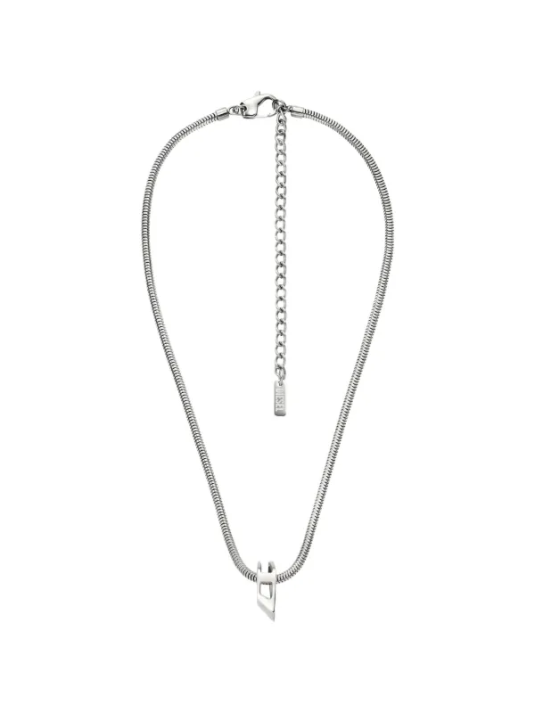 DIESEL ロゴチェーンネックレス Diesel ロゴ ペンダント チェーンネックレス | シルバートーン