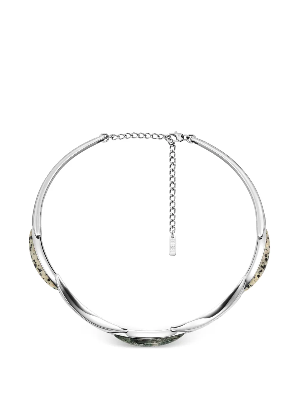  Diesel Jasper Stainless Steel Choker Necklace - Silver 