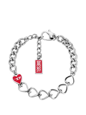 Diesel heart-charm Chain Bracelet | Silver | FARFETCH