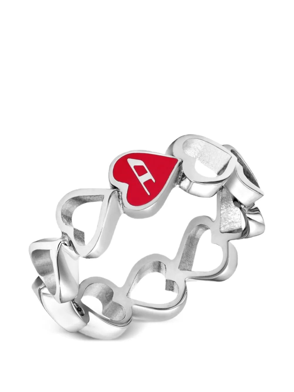  Diesel Heart Enamel Ring - Silver 