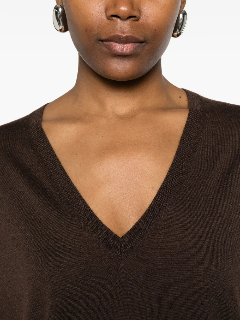 Co V-neck Sweater in Brown, view 5