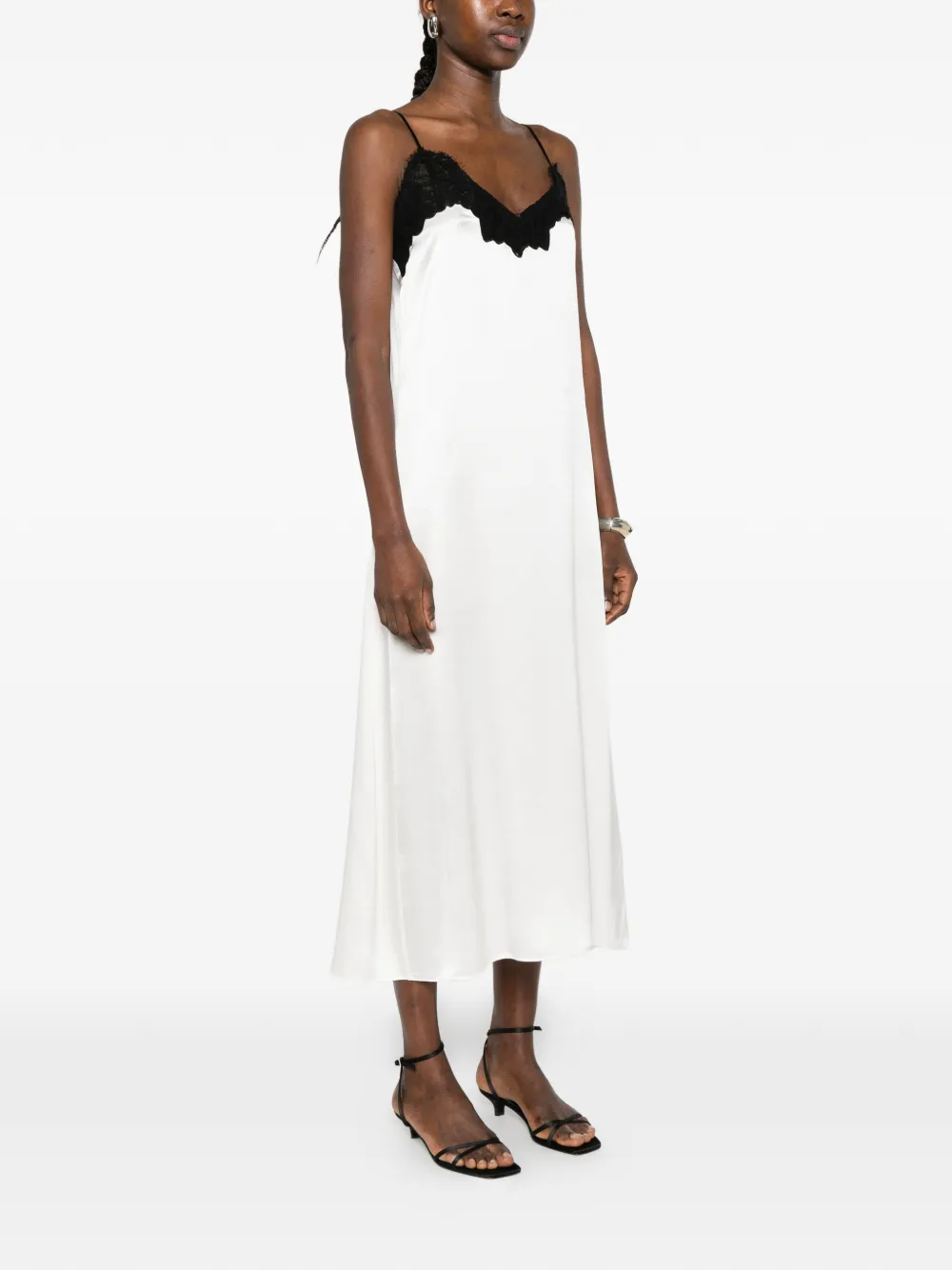 Co Cami midi-jurk met kanten afwerking Wit