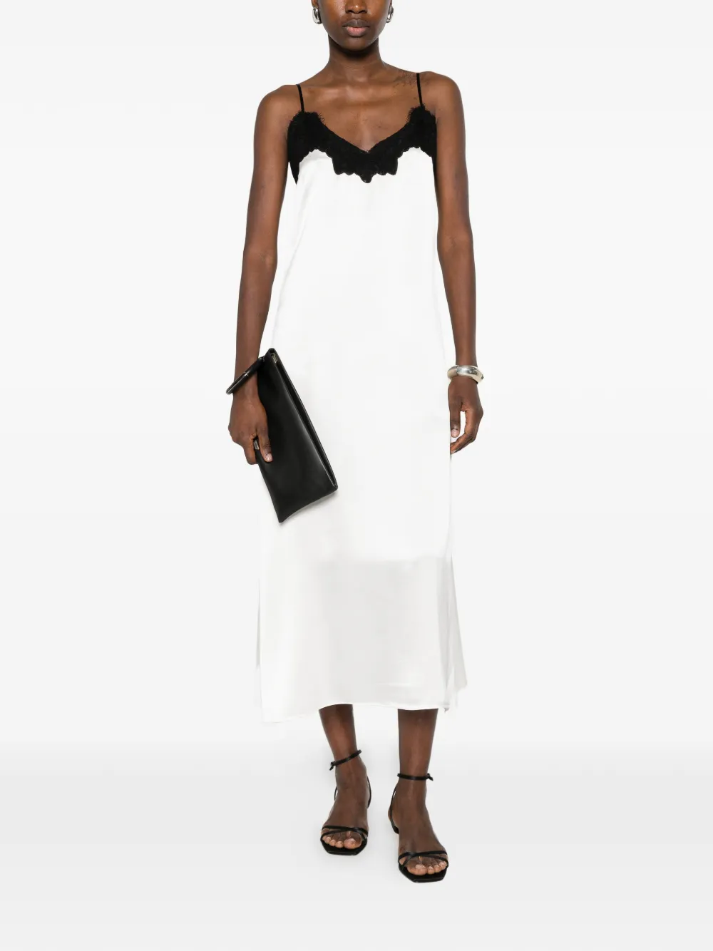 Co Cami midi-jurk met kanten afwerking Wit