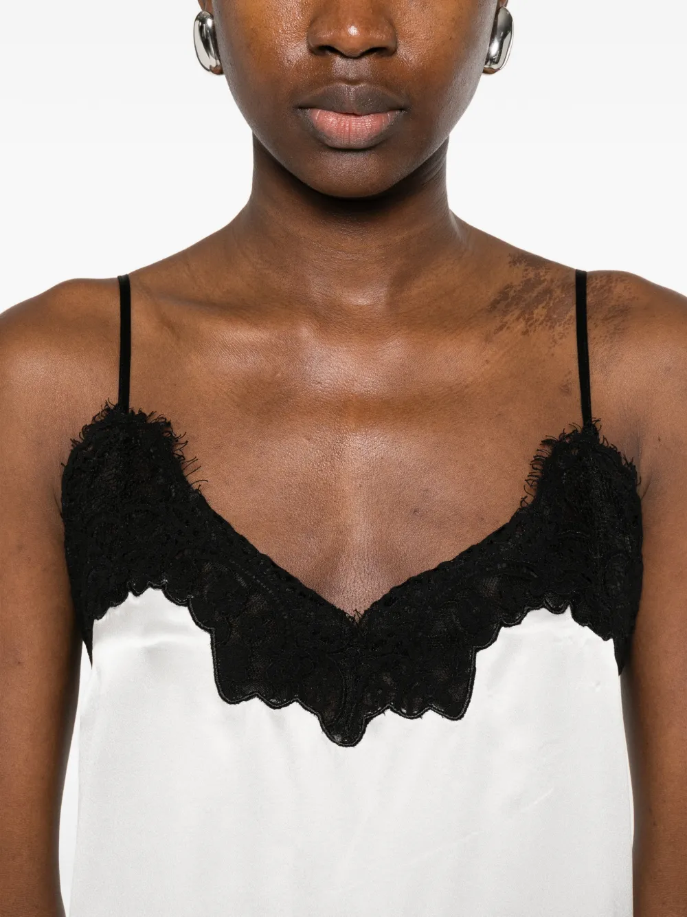 Co Cami midi-jurk met kanten afwerking Wit