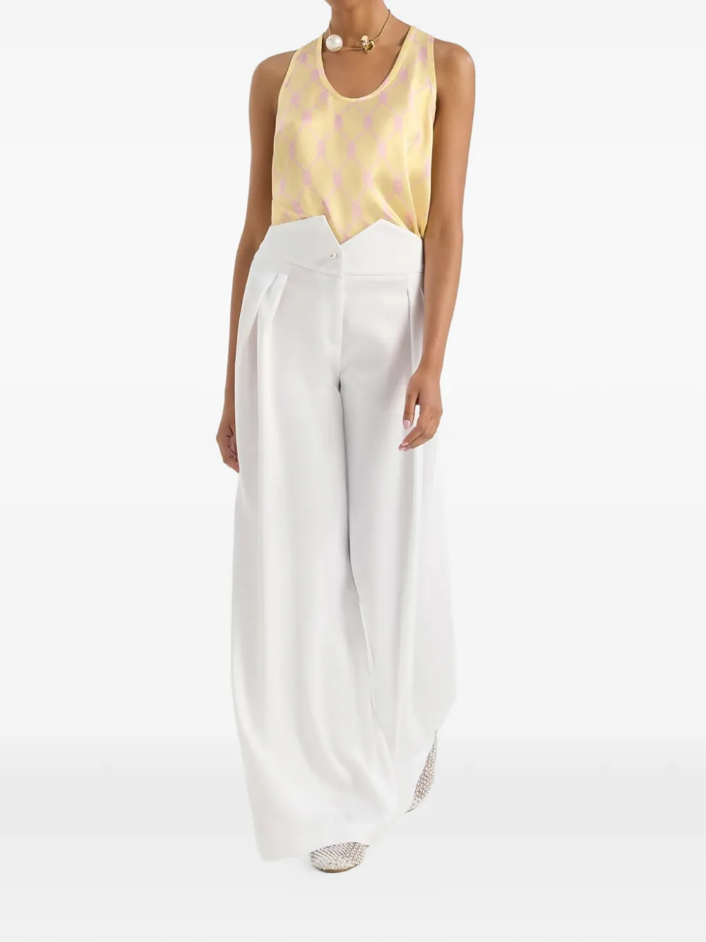 Genny High waist palazzo broek Wit